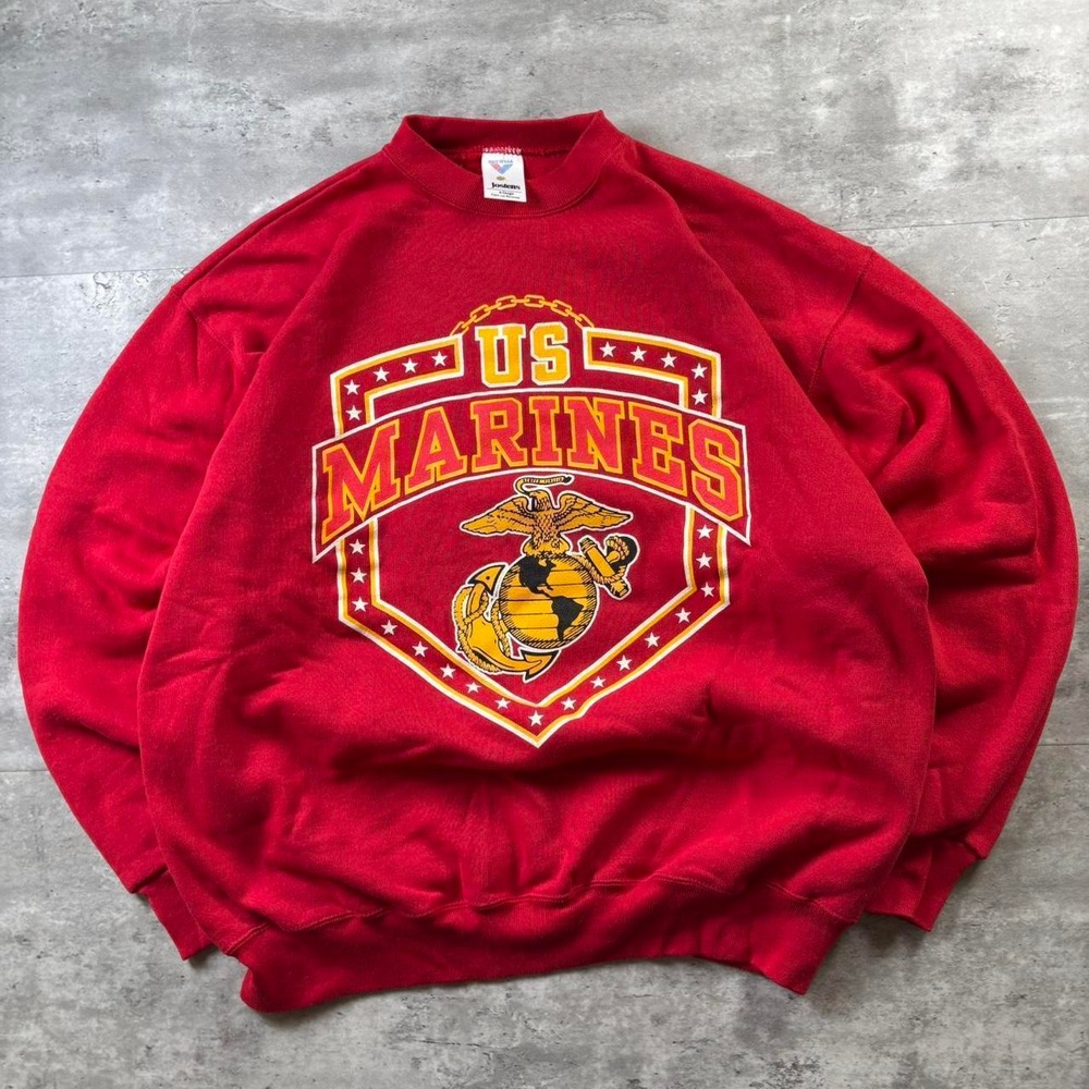 Jostens Sweatshirt Mens XL Red Vintage 90s US Marines Boxy Crewneck